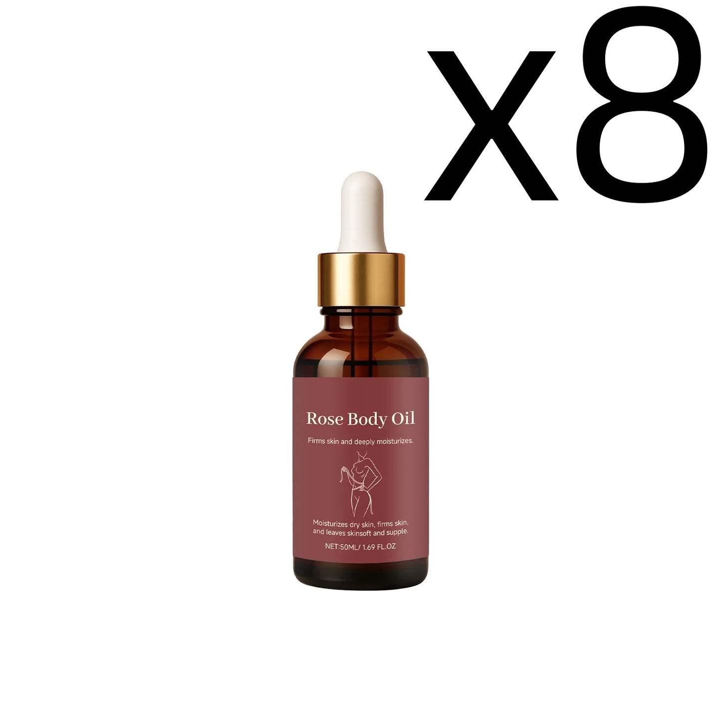 Rose Body Essential Oil Smoothing Skins Improving Skin State Deeply Nourishing Lasting Moisturizing Flower Fragrance Body Serum Peaceful Pleasures Health and Wellness 50ml X 8PCS