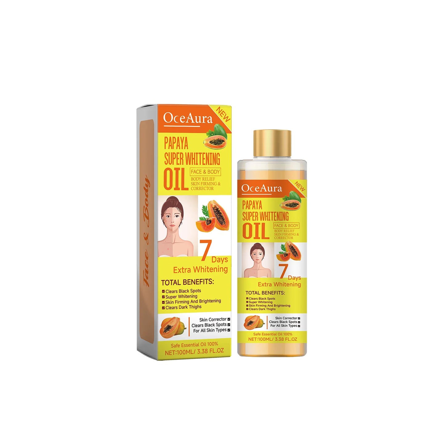 OceAura Skin Brightening Body Oil 100ml – Papaya & Turmeric