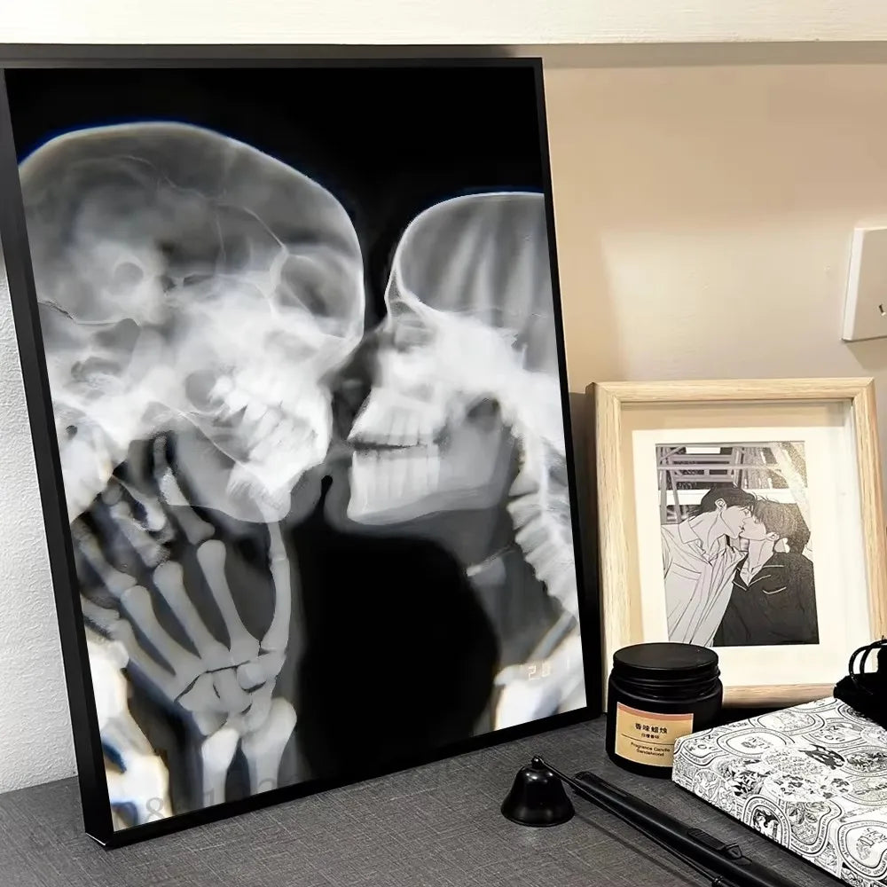 Vintage Botanical Skeleton Skull Poster - Art Deco Classic Retro Gothic Dark Academia Canvas Art Print Frameless Wall Art Decor Peaceful Pleasures Health and Wellness ZLH5087 40x50cm No Frame