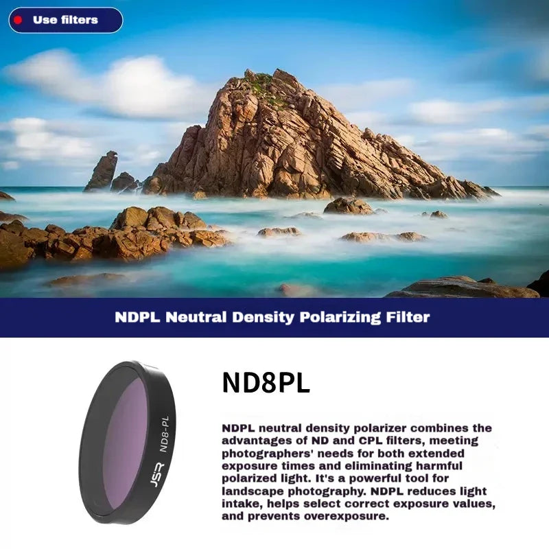 JSR Lens Filters for DJI Osmo Action 5 Pro/4/3 – UV CPL ND Set