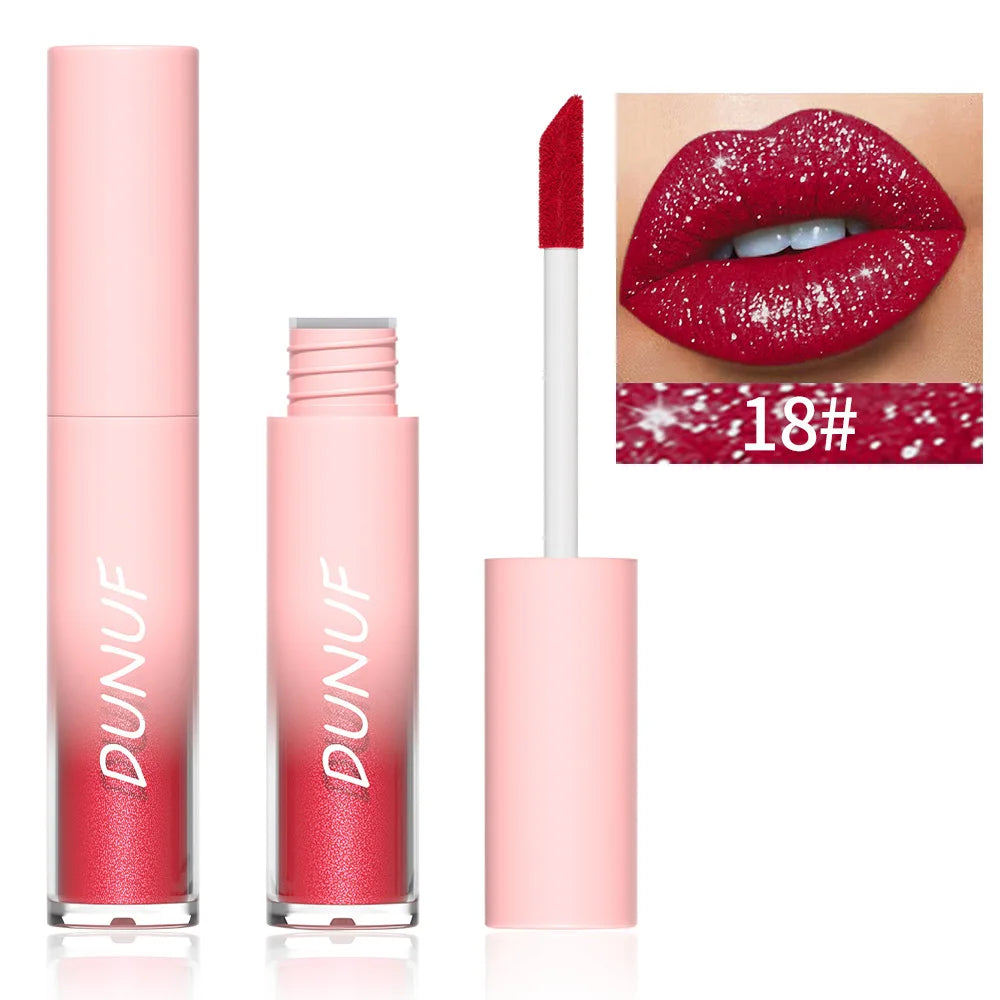 DUNUF Glitter Lip Gloss 18 Colors | Diamond Shimmer Liquid Lipstick