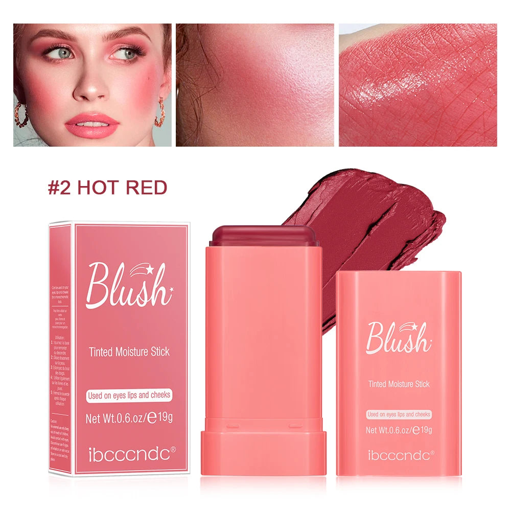 Long Lasting Non-Fading Silky Smooth Cream Blush for Cheeks1 Piece Lips Eyes Christmas Gift Smudge-Proof Multi-Use Blush Stick Peaceful Pleasures Health and Wellness red 1