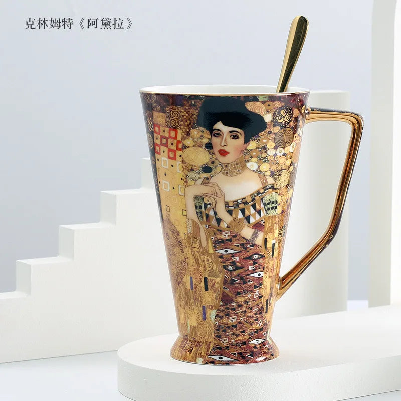 Gustav Klimt Bone China Coffee Mug with Spoon | 550ml Art Cup