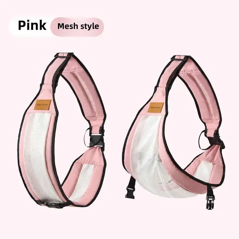Portable Baby Waist Stool Carrier with Front Back Support Ergonomic Design for Toddlers and Infants Comfortable for Parents Peaceful Pleasures Health and Wellness Pink mesh 1PC