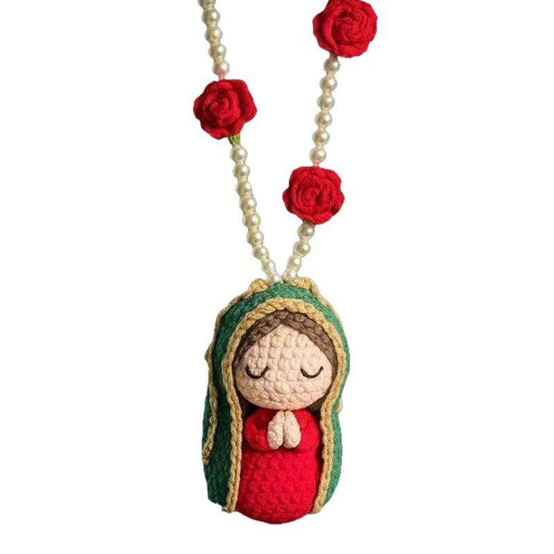 Virgin Mary Crochet Figurine | Car & Home Hanging Decor Religious Figurine Peaceful Pleasures Health and Wellness C