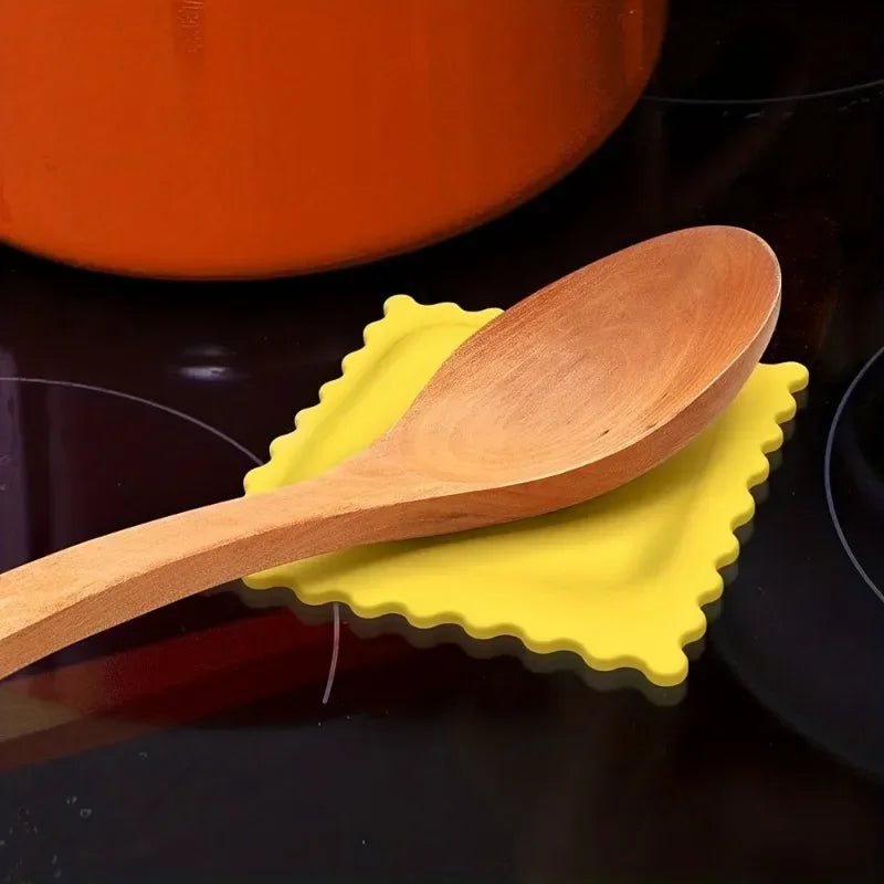 Cartoon Biscuit Silicone Spoon Rest | Heat-Safe Kitchen Mat