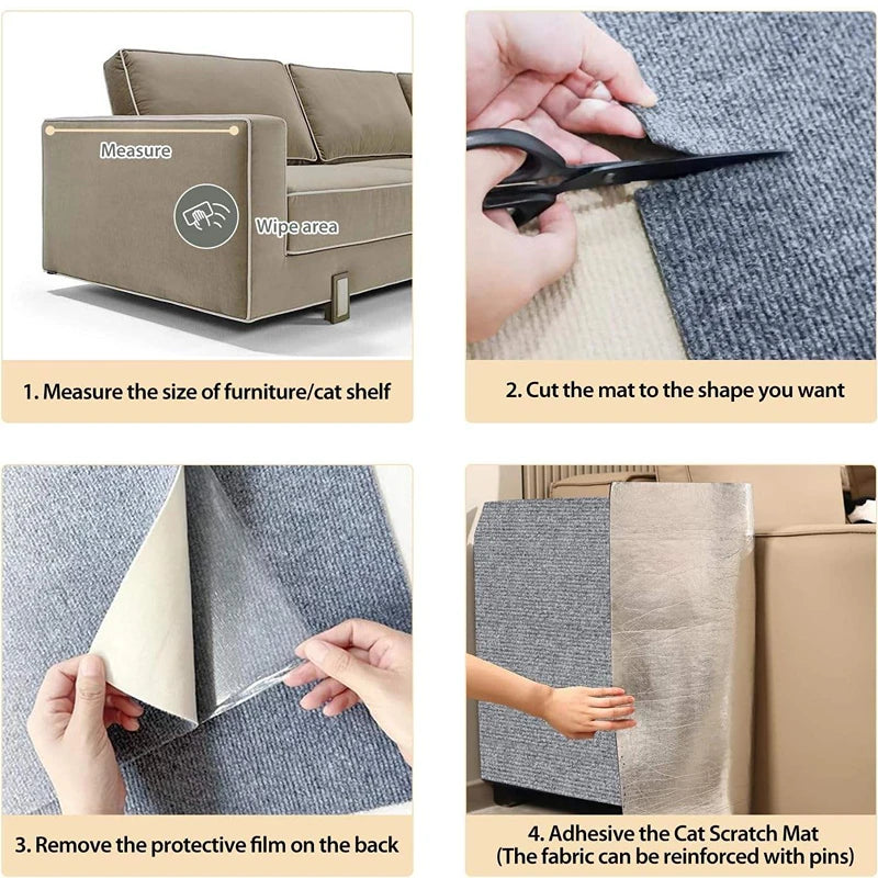 DIY Self-Adhesive Cat Scratching Mat Trimmable Cat Carpet Cat Scratching Carpet Corner Wall Cat Scratch Sofa Furniture Protector Peaceful Pleasures Health and Wellness