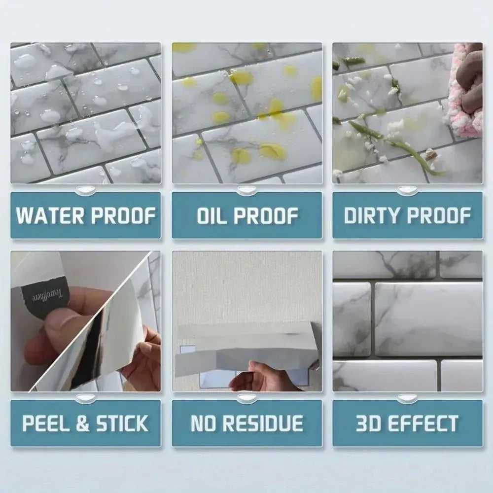 3D self-adhesive wall stickers, waterproof and easy to clean, suitable for kitchen, bathroom, living room, dining room, etc. Peaceful Pleasures Health and Wellness