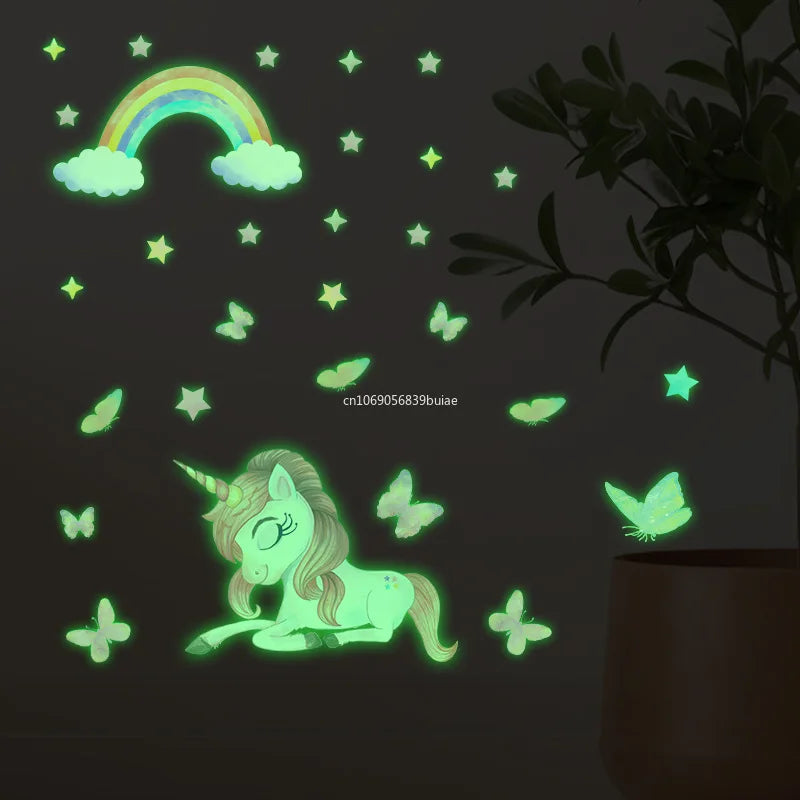 Unicorn Stars Luminous Wall Sticker Baby Kids Room Decoration Decals Bedroom Background Decor Glow in The Dark Wall Paper Decor Peaceful Pleasures Health and Wellness