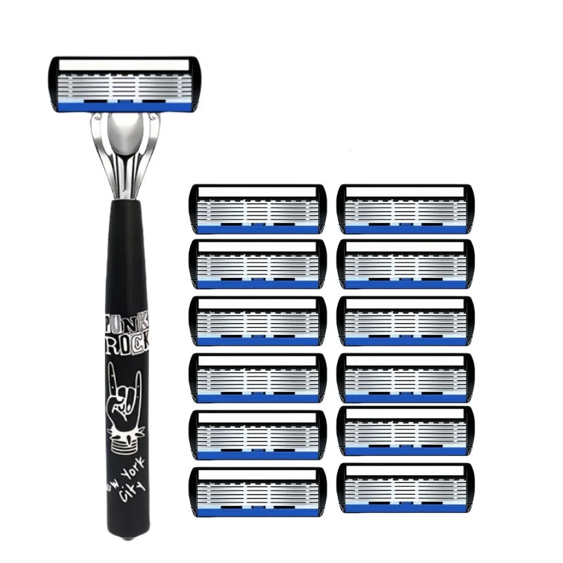 6-Blade Manual Safety Razor | Replaceable Head | Men & Women