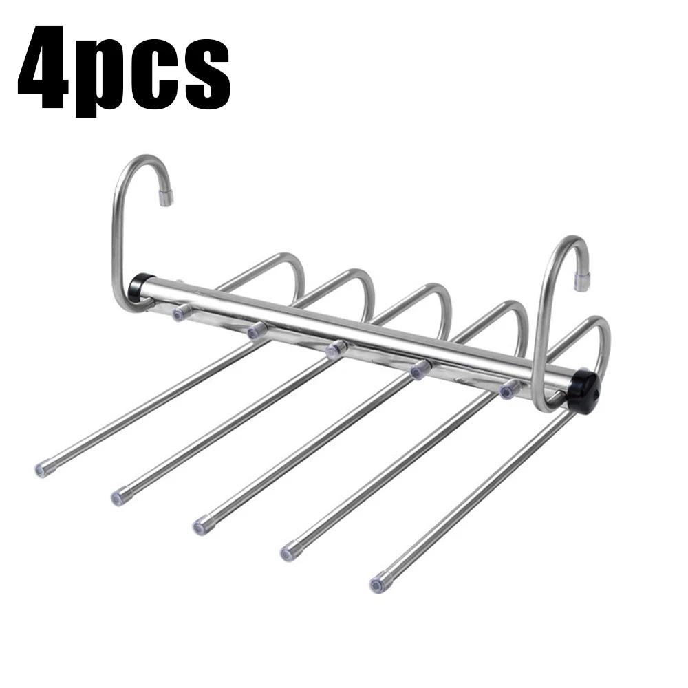 Stainless Steel Folding Pants Hanger – Multi-Layer Magic Clips & Retractable Space-Saving Organizer Peaceful Pleasures Health and Wellness 4pcs five layers