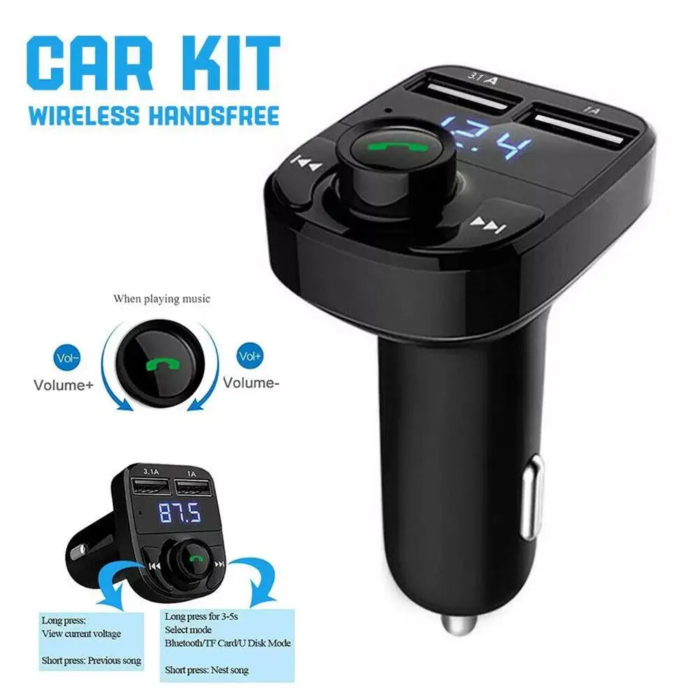 FM Transmitter Car Charger Wireless Bluetooth Hands-Free Calling Radio Receiver Mp3 Music Stereo Adapter Dual USB Port Charger Peaceful Pleasures Health and Wellness