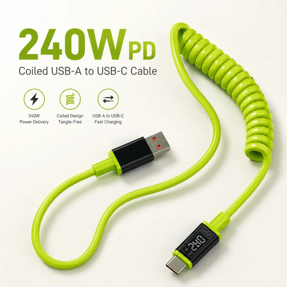 240W Retractable USB-C Fast Charge Cable | iPhone & Samsung