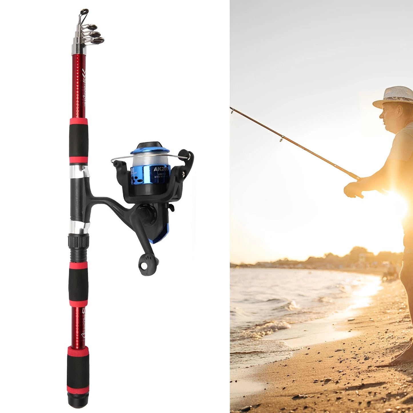 Full Fishing Equipment Set Convenient to Carry Fishing Accessories Kit for Angler's Holiday Good Gift Peaceful Pleasures Health and Wellness 1.8 Set Red