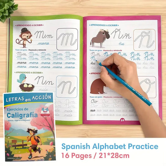 16-Page Alphabet ABC Sight Words Cursive Handwriting Practice Spanish Peaceful Pleasures Health and Wellness