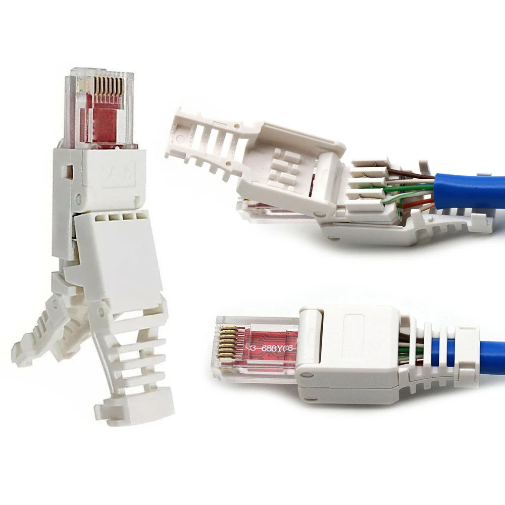 8P8C Ethernet Cable Connectors Tool-less CCTV Plug RJ45 Connector Crystal Head CAT6 Peaceful Pleasures Health and Wellness
