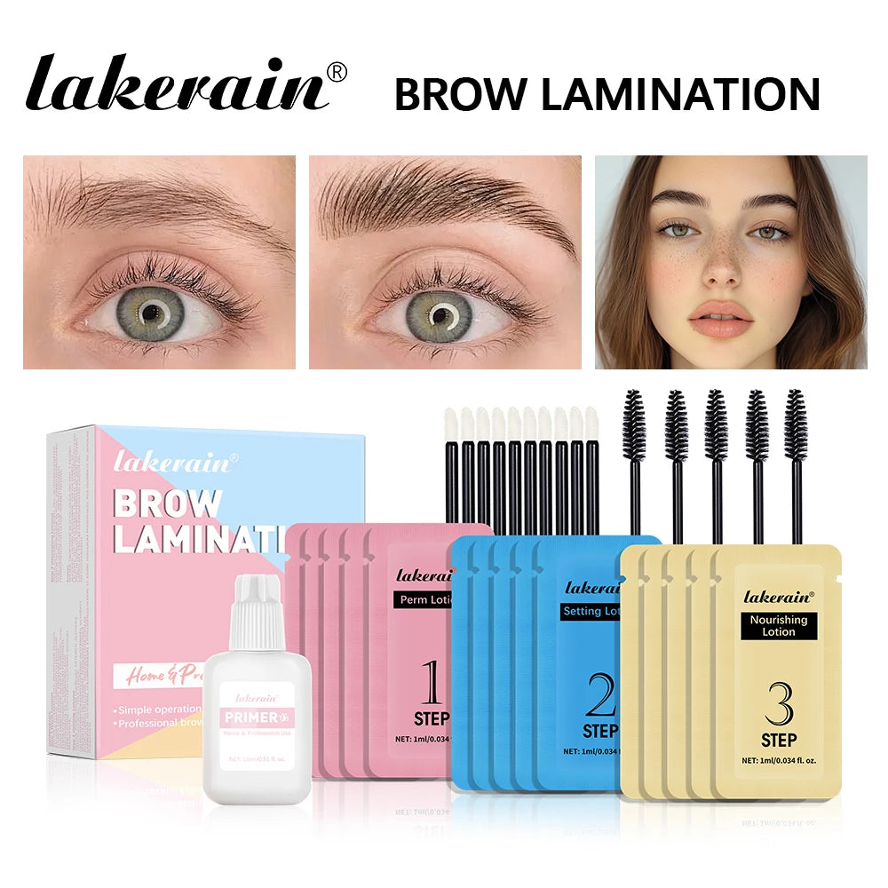 Lakerain Eyebrow Perm Set Long Lasting Natural Effects Make Fuller & Thicker Eyebrow Portable Smaller Packaging For Beginners Peaceful Pleasures Health and Wellness as shown