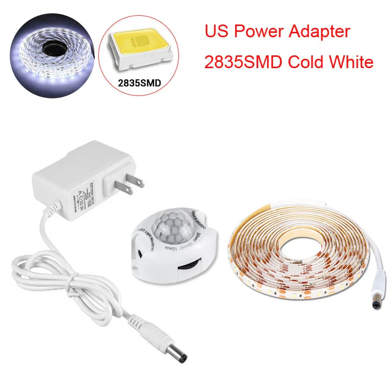 PIR Motion Sensor LED Strip Light DC12V Waterproof 1M–5M