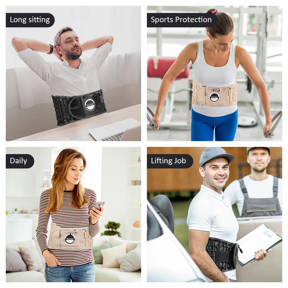 Waist Lumbar Support Belt with Air Pump Adjustable Back Brace for Work Sciatica Spinal Decompression Air Traction Strap Office Peaceful Pleasures Health and Wellness