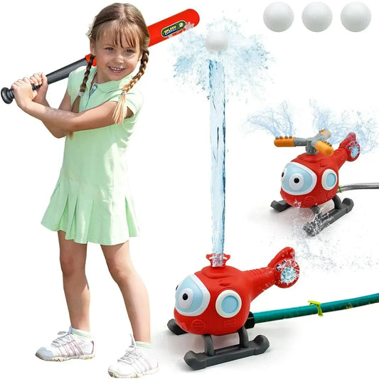2-in-1 Kids Water Sprinkler Baseball Set | Helicopter Yard Toy Outdoor Water Toy Peaceful Pleasures Health and Wellness