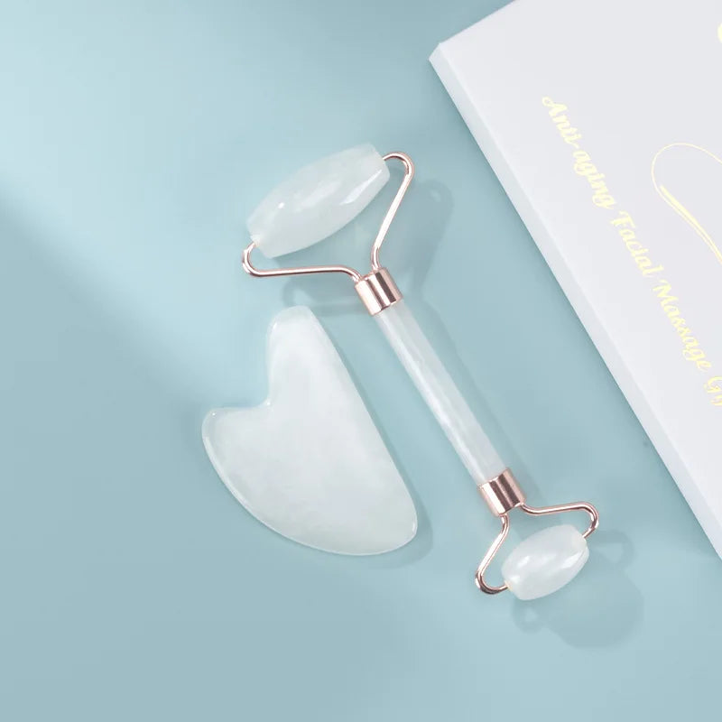 Gua Sha Facial Massage Set – Face Roller & Scraping Board