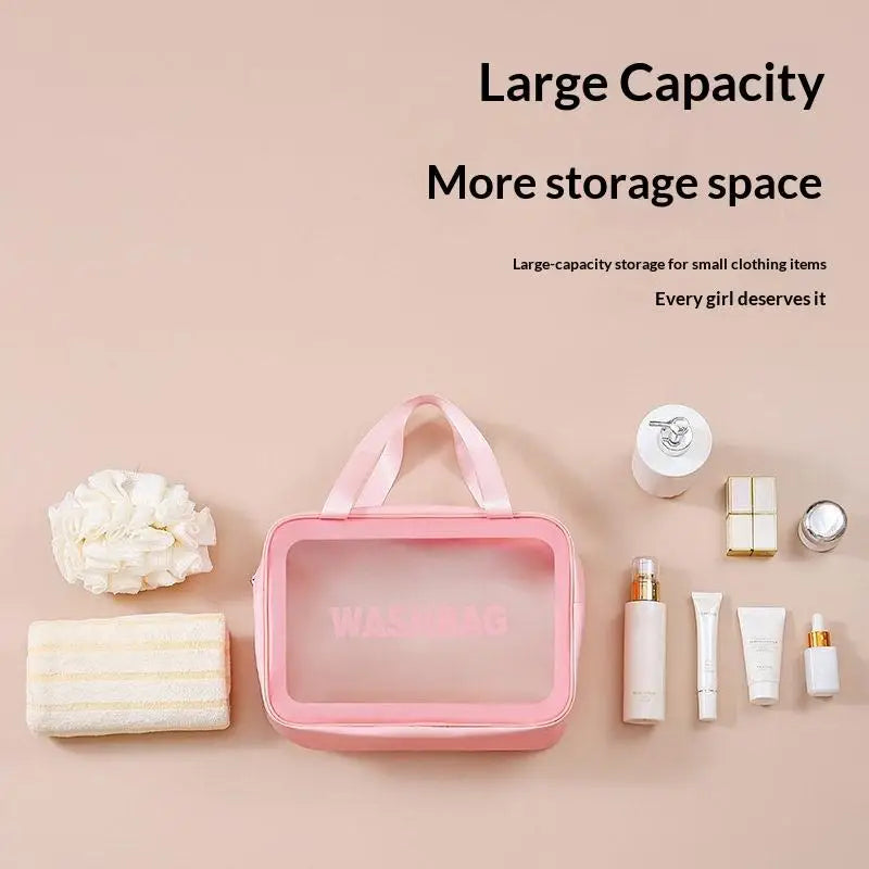 Dry-wet Separation Double Transparent PU Makeup Bag Portable Washing Bag Cosmetic Storage Bag Travel Fitness Swimming Essentials Peaceful Pleasures Health and Wellness