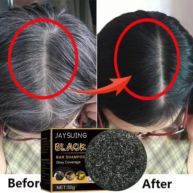 Herbal Gray to Black Hair Darkening Shampoo Bar | Jaysuing