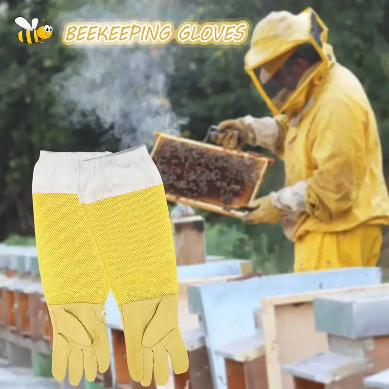 Breathable Beekeeping Gloves Long Sleeves | Sheepskin Mesh