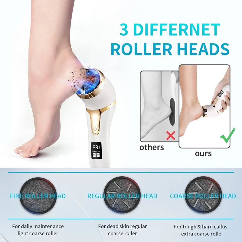 Professional Electric Vacuum Foot Grinder Rechargeable Foot File Exfoliator Callus Remover Pedicure Tools Peaceful Pleasures Health and Wellness
