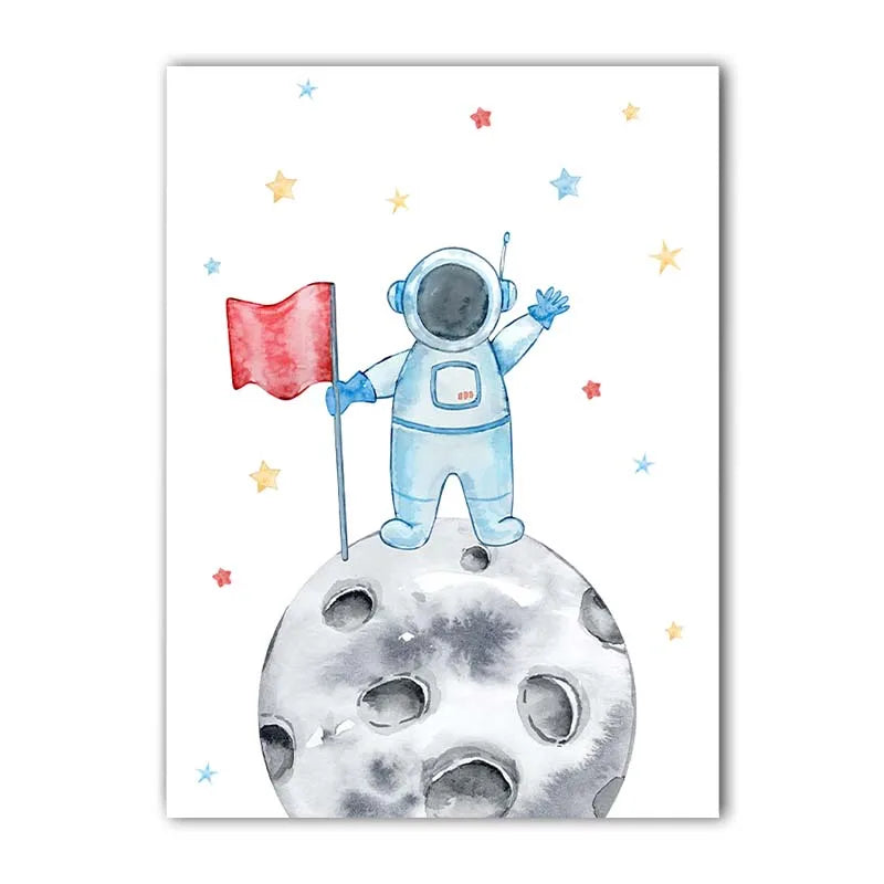 Nursery Wall Art Space Astronaut Quotes Canvas Painting Nordic Rocket Poster Print for Baby Boy Kids Bedroom Wall Decor Peaceful Pleasures Health and Wellness 02 40x50cm No Frame China Mainland