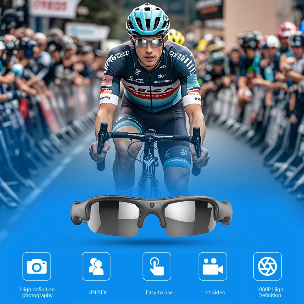 Wearable HD 1080P Wireless Camera Sport Cycling Glasses Smart Camcorder Security Protection Video Record Smart Camera Peaceful Pleasures Health and Wellness