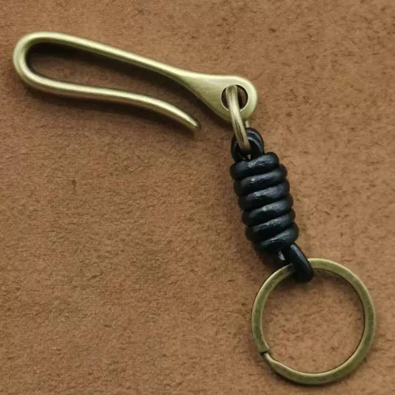 Vintage Cowhide Leather Keychain – U-Shape Belt Hook | Men's Gift