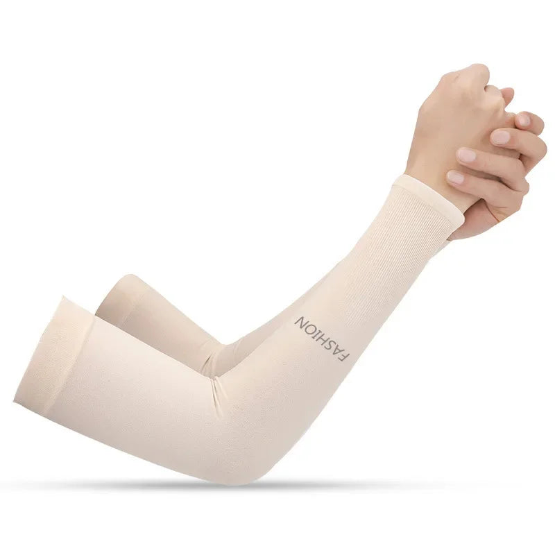 Summer Outdoor s Sports Cycling Sunscreen Ice Skil Long Gloves Sunscreen Sleeves Peaceful Pleasures Health and Wellness beige One Size China Mainland