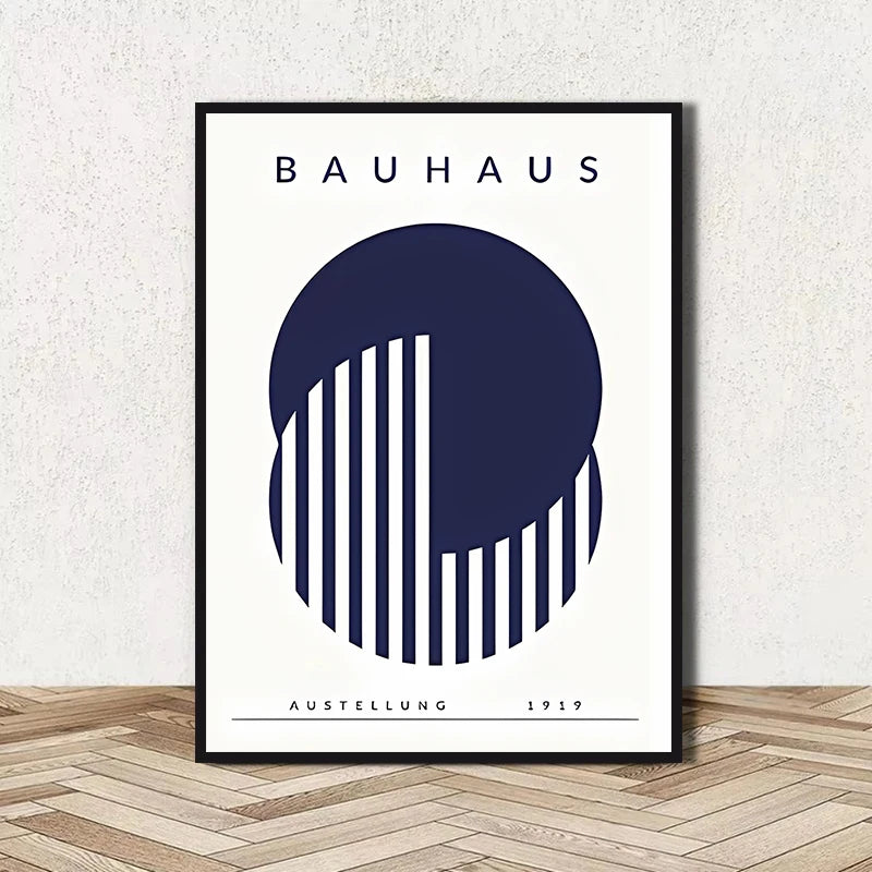 Abstract BAUHAUS art poster, line geometric pattern canvas art painting used for room wall and living room decoration, framel Peaceful Pleasures Health and Wellness