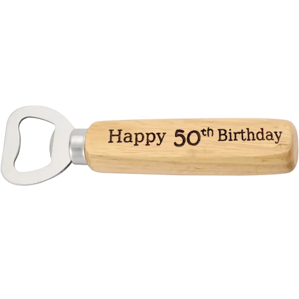Wood Birthday Bottle Opener 18th–60th | Milestone Gift Wood Bottle Opener Peaceful Pleasures Health and Wellness 50th 1pcs 14x4cm