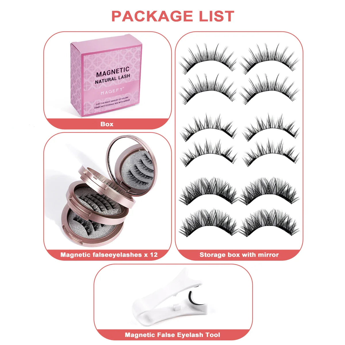 MAGEFY 3 Pairs Magnetic Eyelashes Glue Free with Applicator