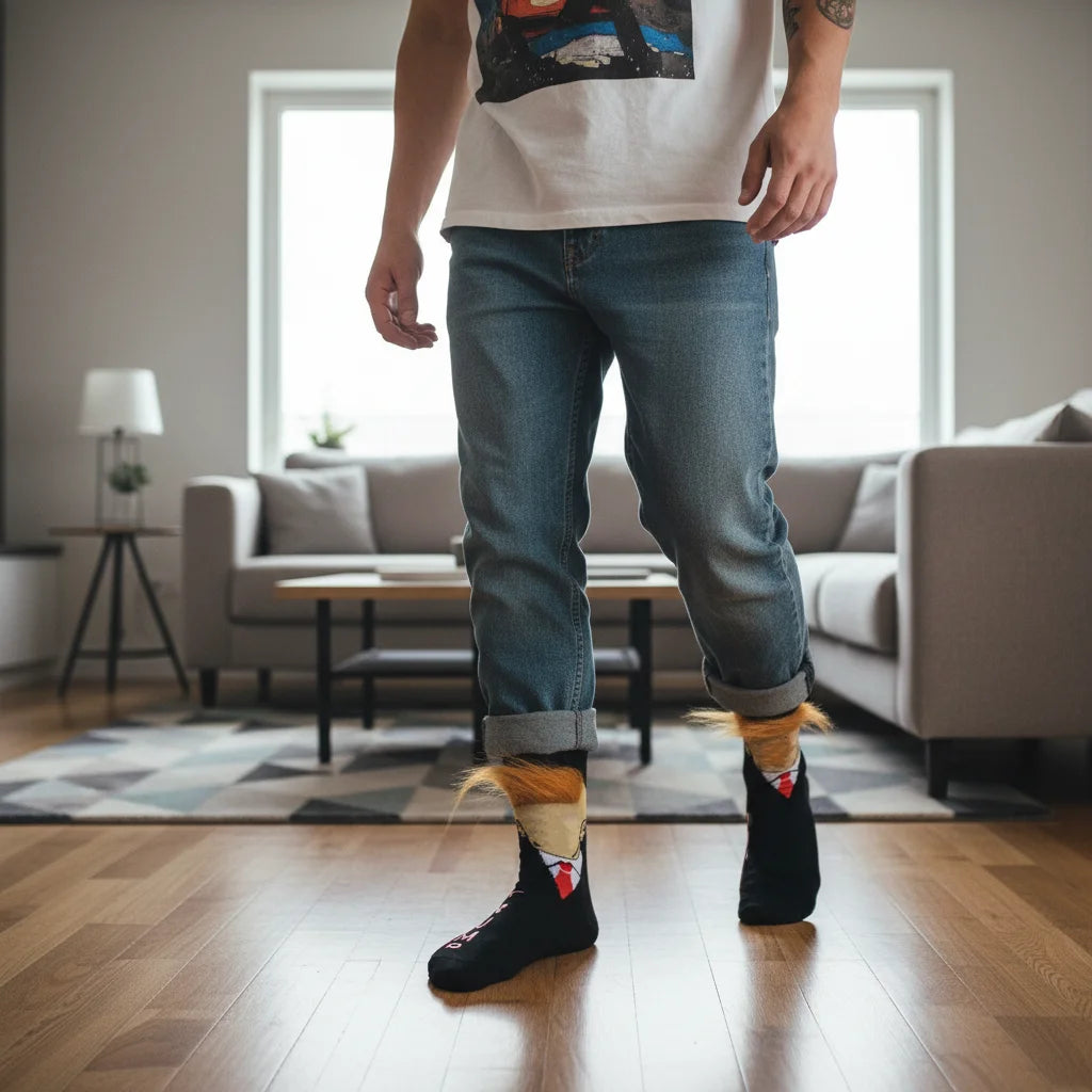 Funny and Funny Presidential Socks With 3D Fake Hair Round Neck Socks for Men's Street Clothing Hip Hop Socks Peaceful Pleasures Health and Wellness