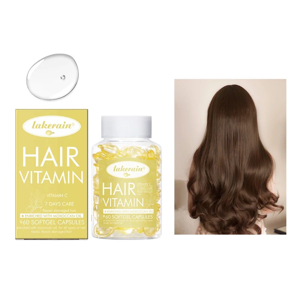Hair Treatment Serum&Hair care capsules Comfort Hair Care Vitamin Oil Multi-functional Strengthening Smoothing Hair Care Liquid Peaceful Pleasures Health and Wellness 2yellow