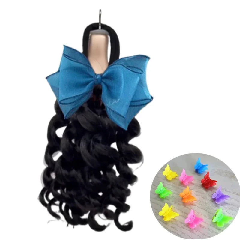 NEW 2pcs/Little Girls Ponytail Hair Extensions Kanekalon Human Hair Like Curly Wavy Private-lable Hair 10 Roots for Black Girls Peaceful Pleasures Health and Wellness colors 2