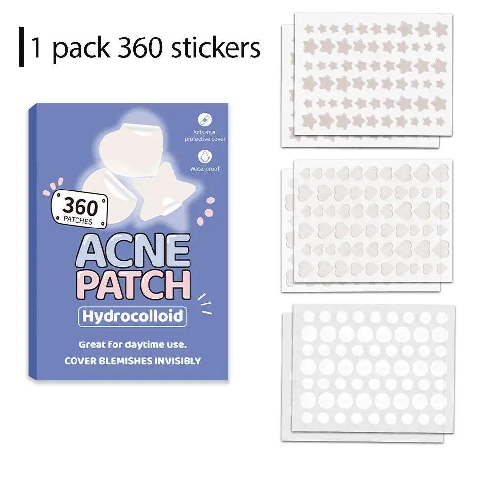 Cute Hydrocolloid Acne Patches 360 Pcs – Stars, Hearts & Dots for Face Breakouts Peaceful Pleasures Health and Wellness blue-360counts