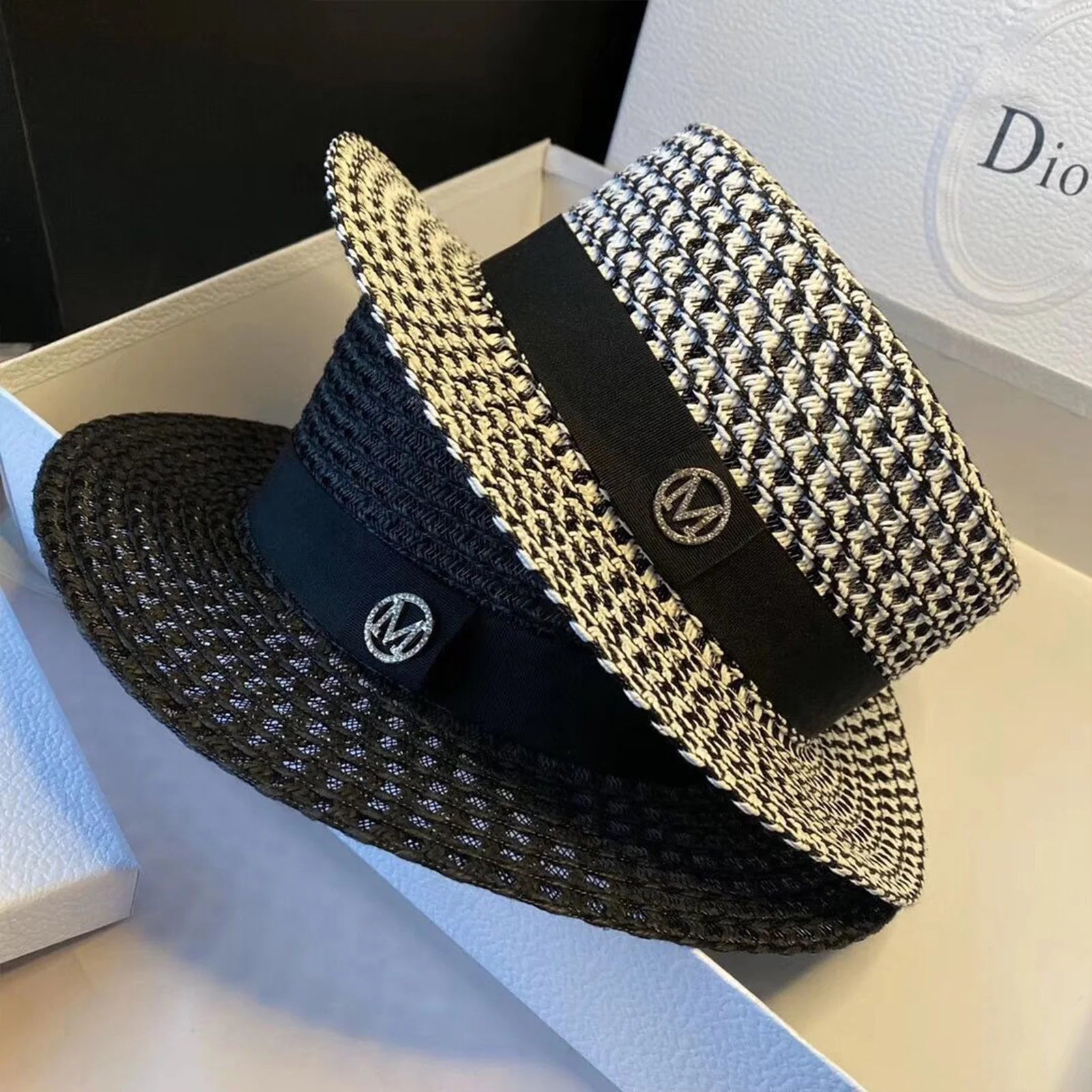 Women's Summer Straw Sun Hat French Style Knitted Straw Hats Sun Shade Hat Perfect Gift for Birthday Holiday Peaceful Pleasures Health and Wellness