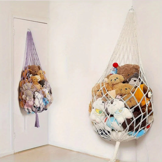 Large Macrame Stuffed Animal Hammock | Boho Corner Toy Storage Toy Storage Hammock Peaceful Pleasures Health and Wellness