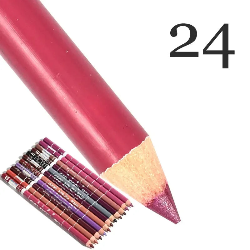 28-Color Waterproof Matte Lip Liner Pencil – Long-Lasting