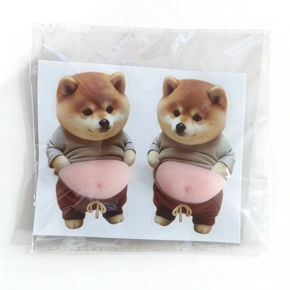 Funny 3D Soft Belly Cat Sticker Squeezeable Self-Adhesive Animal Laptop Decal Silicone Waterproof Inu Dog Phone Case Decoration Peaceful Pleasures Health and Wellness Style E