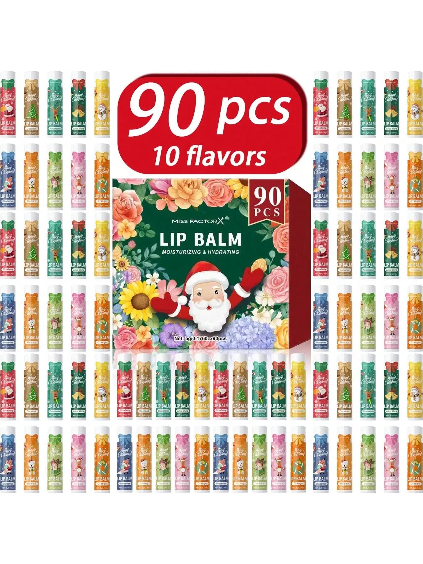 90 pieces/box 10 scented lipstick set Christmas set Moisturizing lips deep moisturizing Christmas gift Peaceful Pleasures Health and Wellness