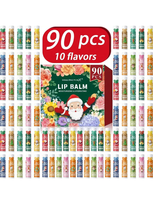 90 pieces/box 10 scented lipstick set Christmas set Moisturizing lips deep moisturizing Christmas gift Peaceful Pleasures Health and Wellness