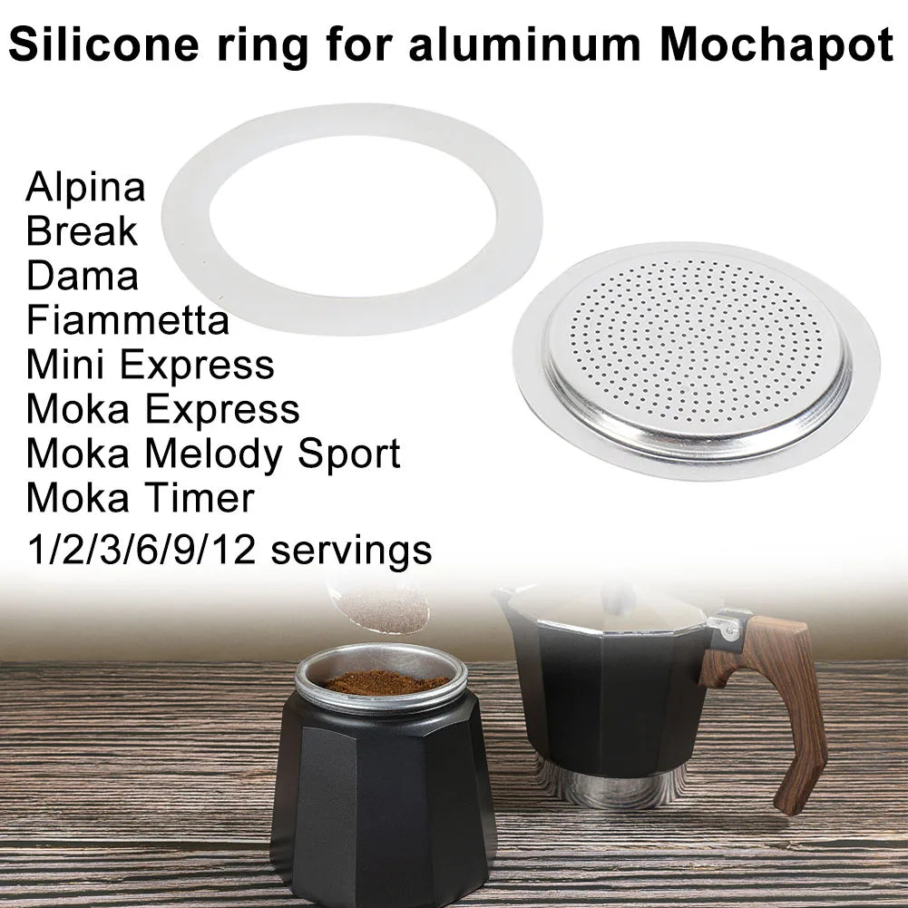 Moka Pot Silicone Gasket & Sieve | 1–12 Cup Replacement Set