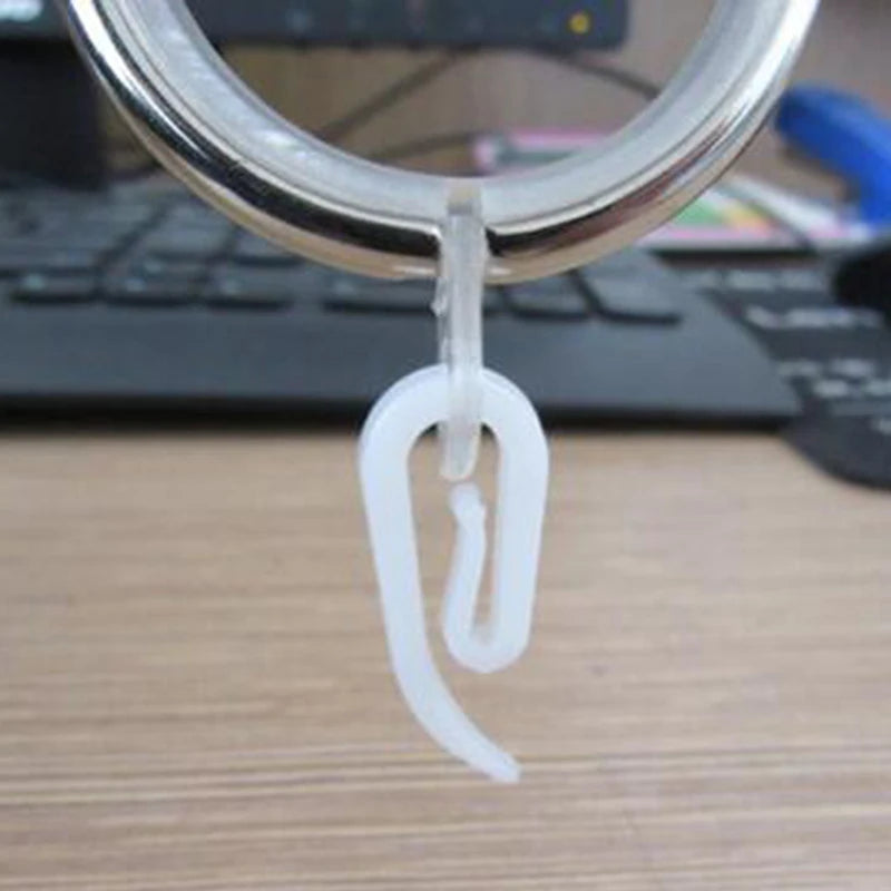Clip-On Curtain Hooks 100pcs No-Tools Easy Install Window Curtain Rings Smooth Glide Plastic Hangers Tracks Curtain Accessories Peaceful Pleasures Health and Wellness