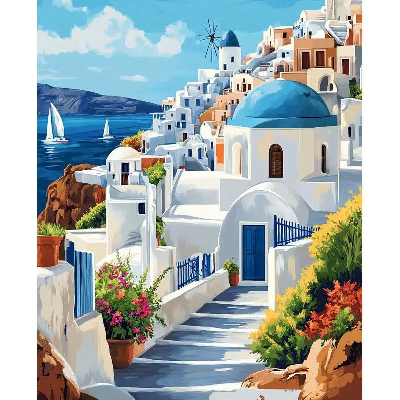Paint by Numbers Kit – Town Landscape 60×75cm Canvas Art