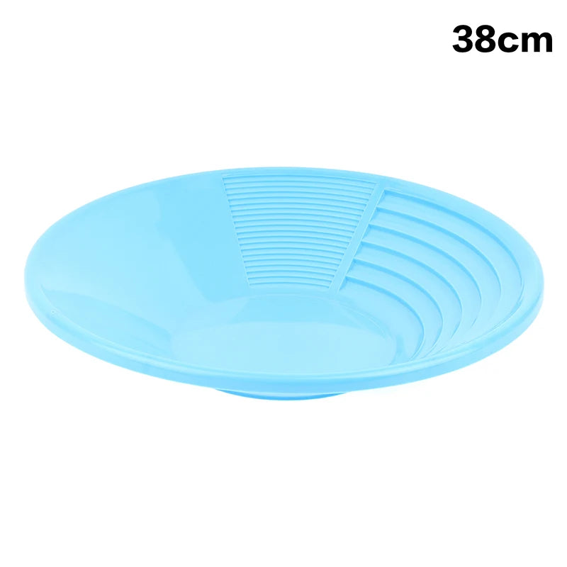 Dia 35/38cm Plastic Gold Pan Ergonomic Gold Panning Tool For Gold Mining Metal Detect Wash Gold Panning Equipment Peaceful Pleasures Health and Wellness 38CM Light blue